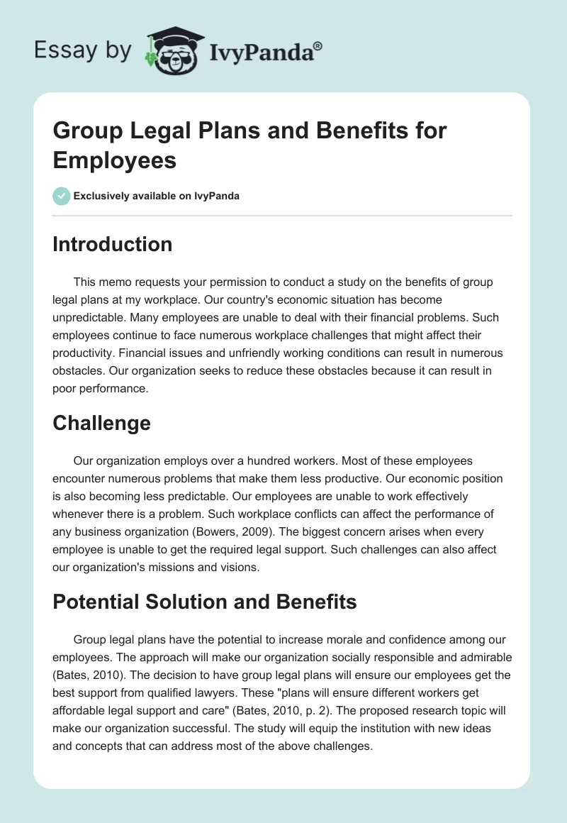 Group Legal Plans and Benefits for Employees. Page 1