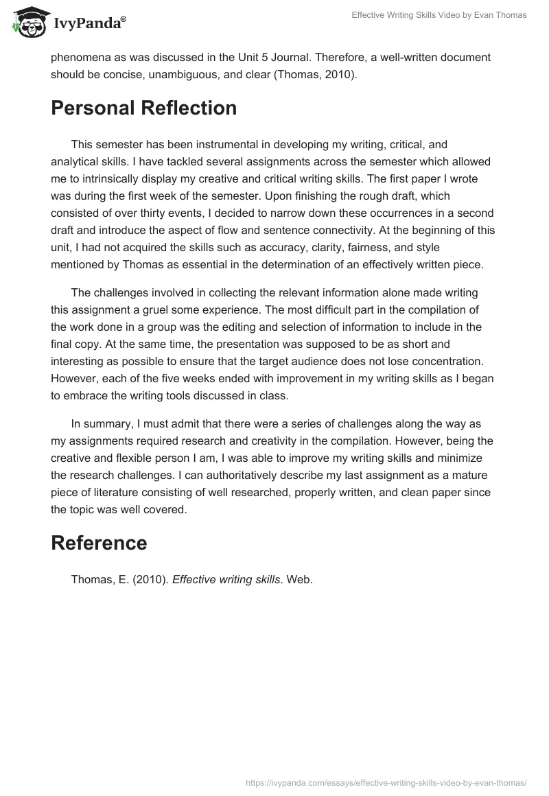 "Effective Writing Skills" Video by Evan Thomas. Page 2