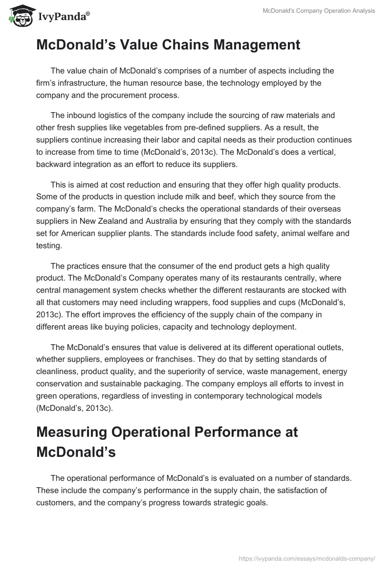 McDonald's Company Operation Analysis. Page 3