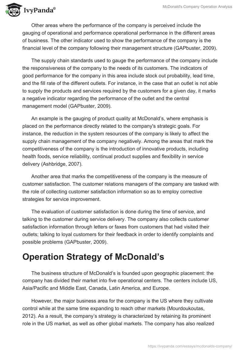 McDonald's Company Operation Analysis. Page 4