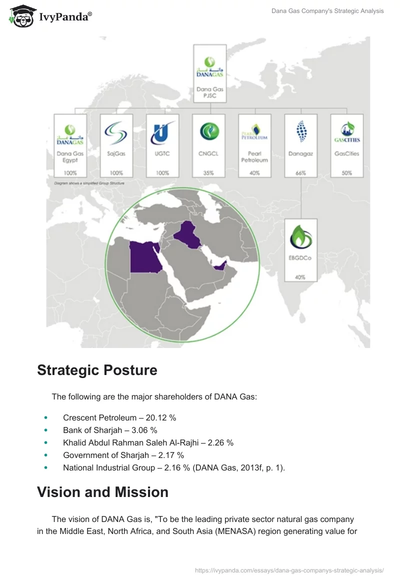 Dana Gas Company's Strategic Analysis. Page 2