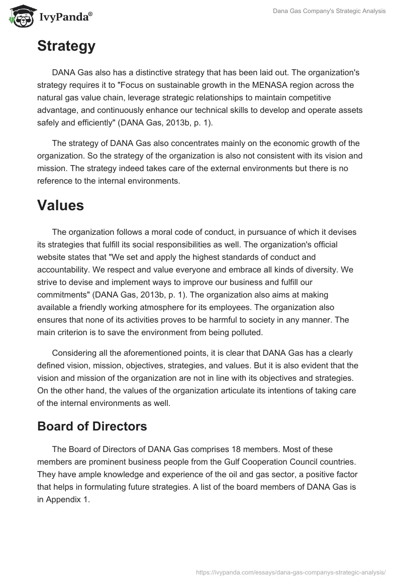 Dana Gas Company's Strategic Analysis. Page 4