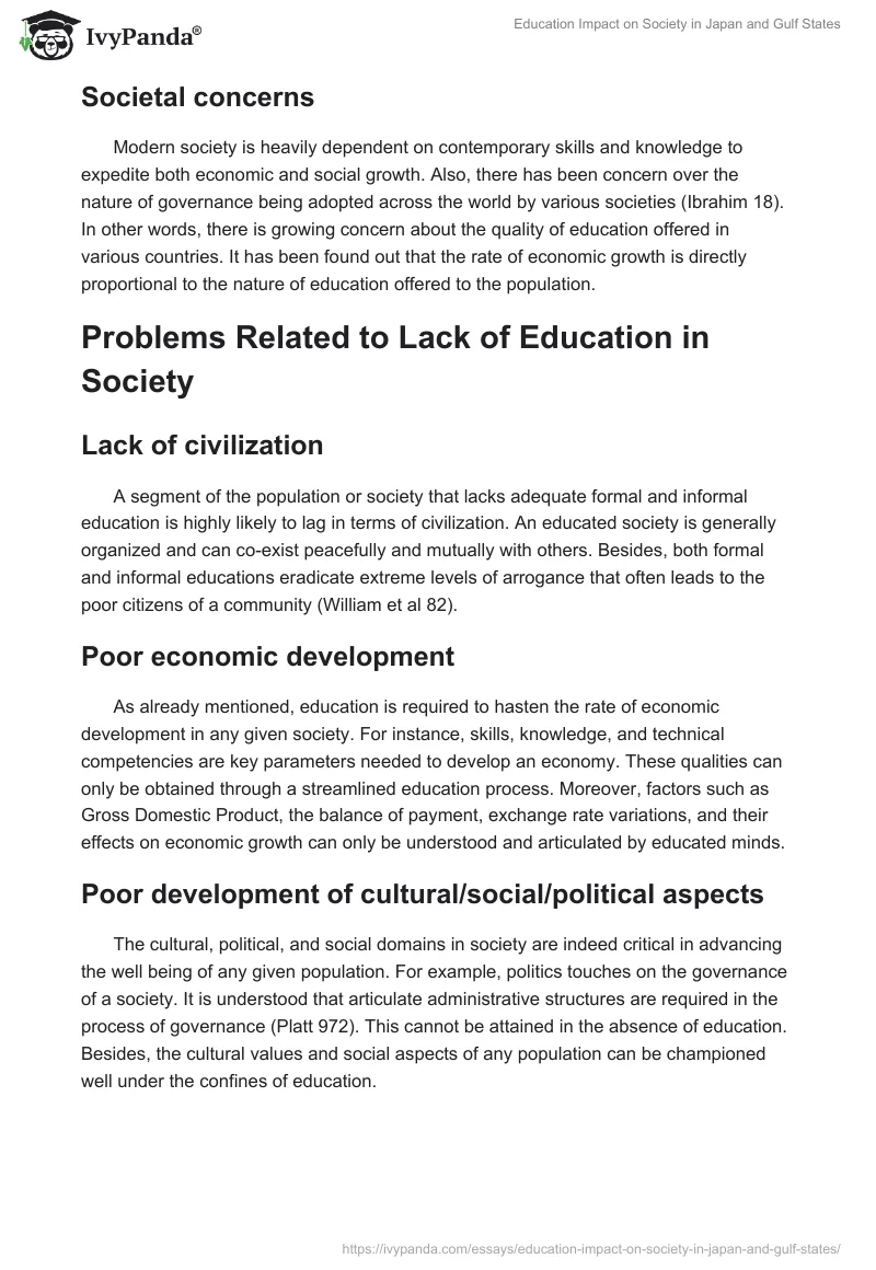 Education Impact on Society in Japan and Gulf States. Page 2