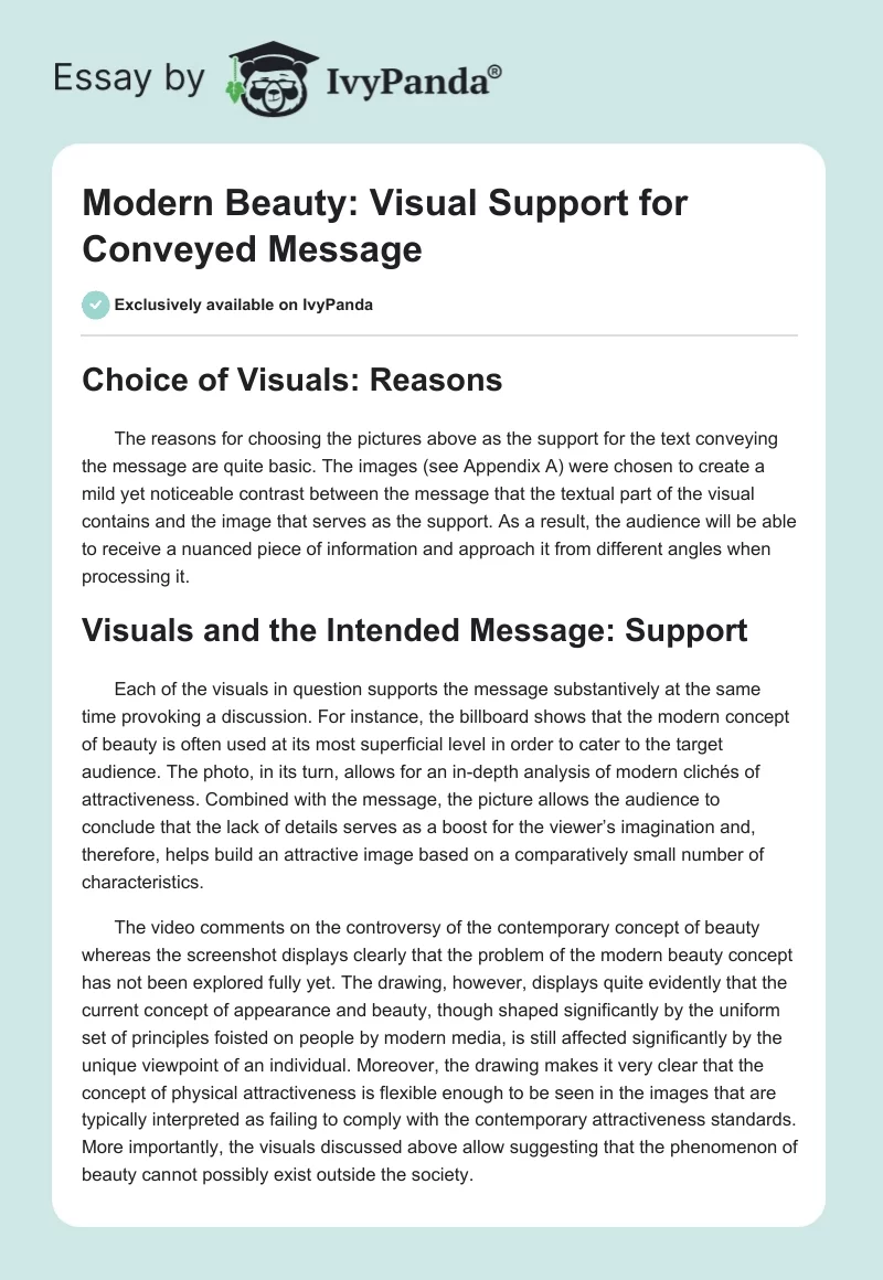 Modern Beauty: Visual Support for Conveyed Message. Page 1