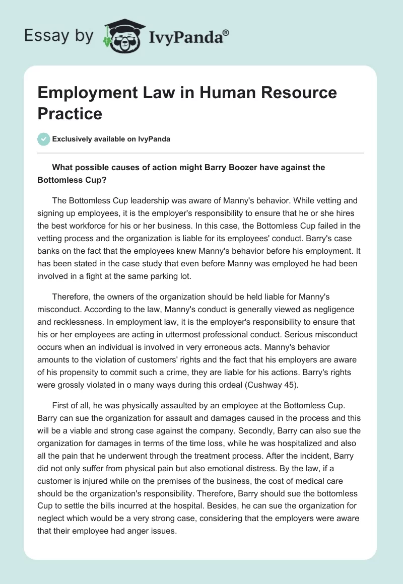 essay on employment law