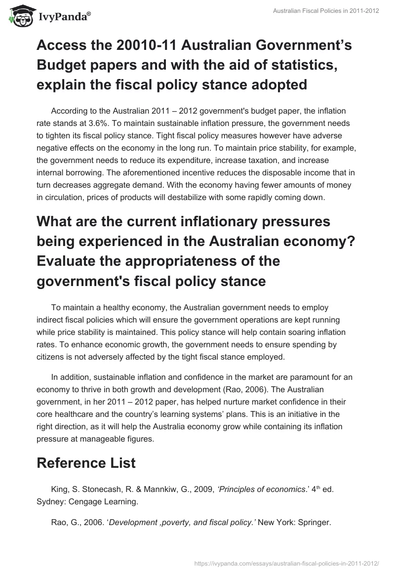 Australian Fiscal Policies in 2011-2012. Page 3