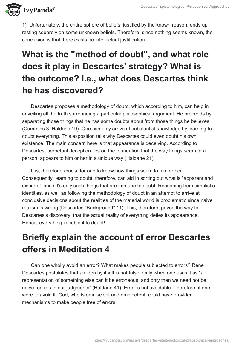 Descartes' Epistemological Philosophical Approaches. Page 2
