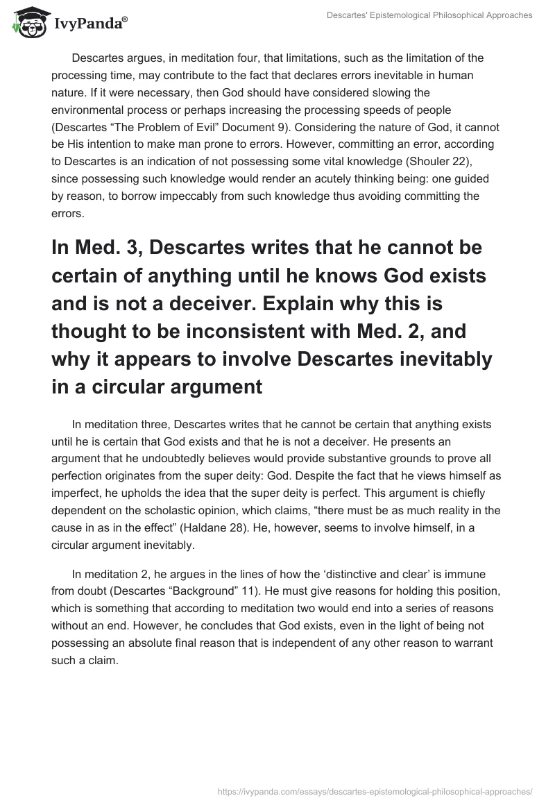 Descartes' Epistemological Philosophical Approaches. Page 3