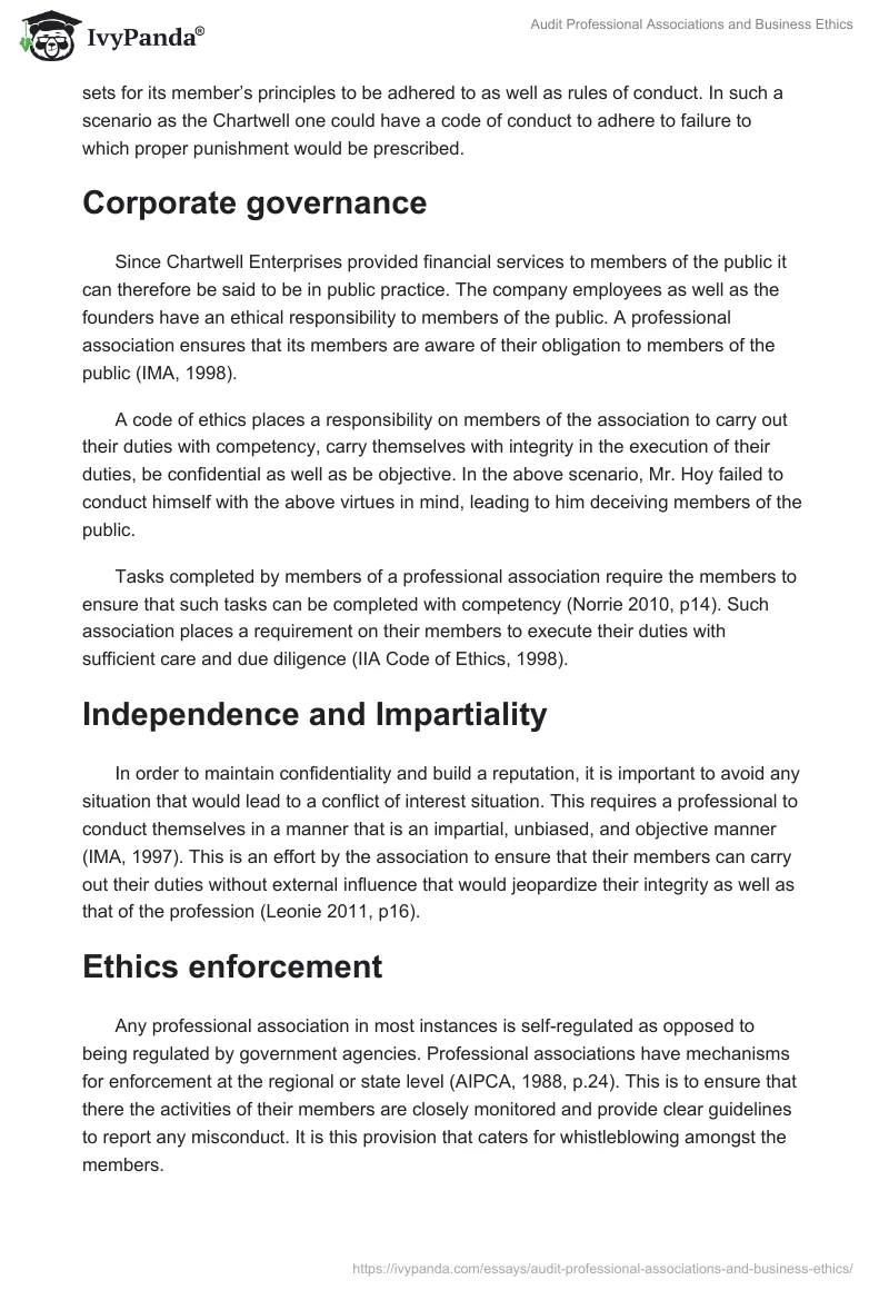 Audit Professional Associations and Business Ethics. Page 3