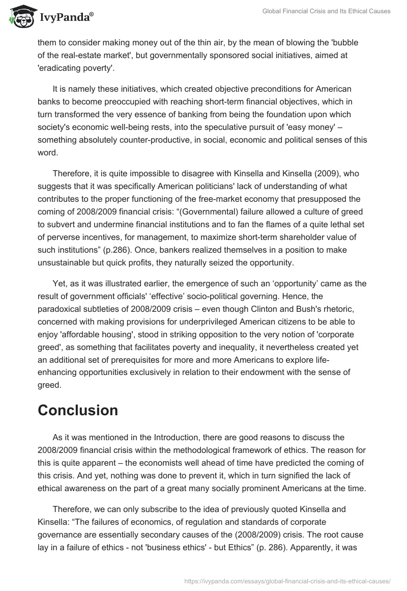 Global Financial Crisis and Its Ethical Causes. Page 5