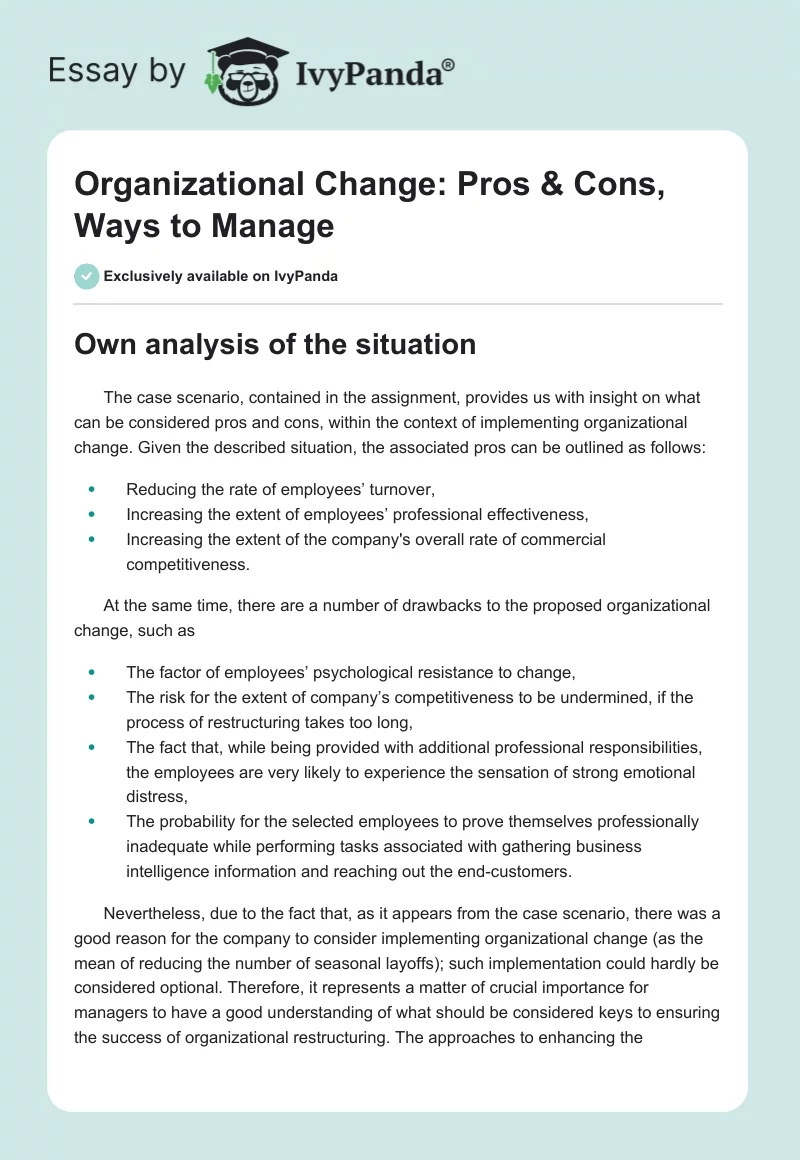 Organizational Change: Pros & Cons, Ways to Manage. Page 1