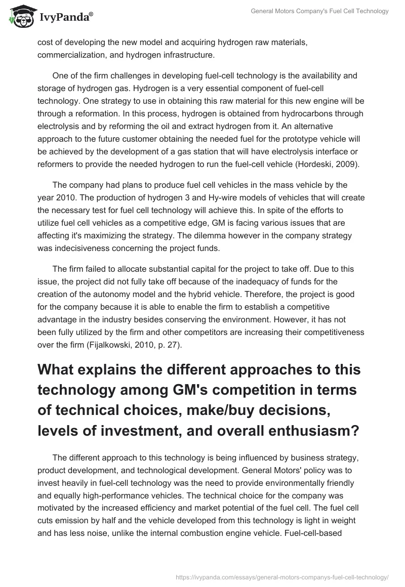 General Motors Company's Fuel Cell Technology. Page 2