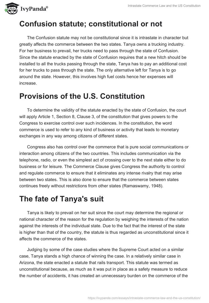 Intrastate Commerce Law and the US Constitution. Page 2