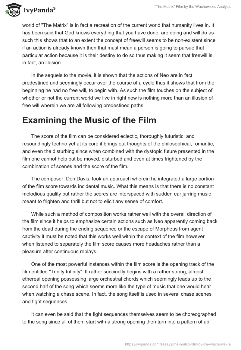 “The Matrix” Film by the Wachowskis Analysis. Page 3