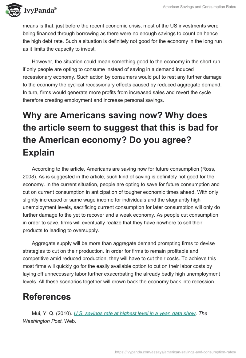 American Savings and Consumption Rates. Page 2