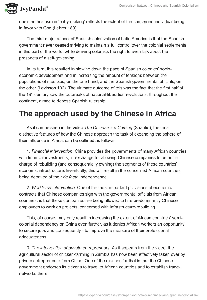Comparison Between Chinese and Spanish Colonialism. Page 2