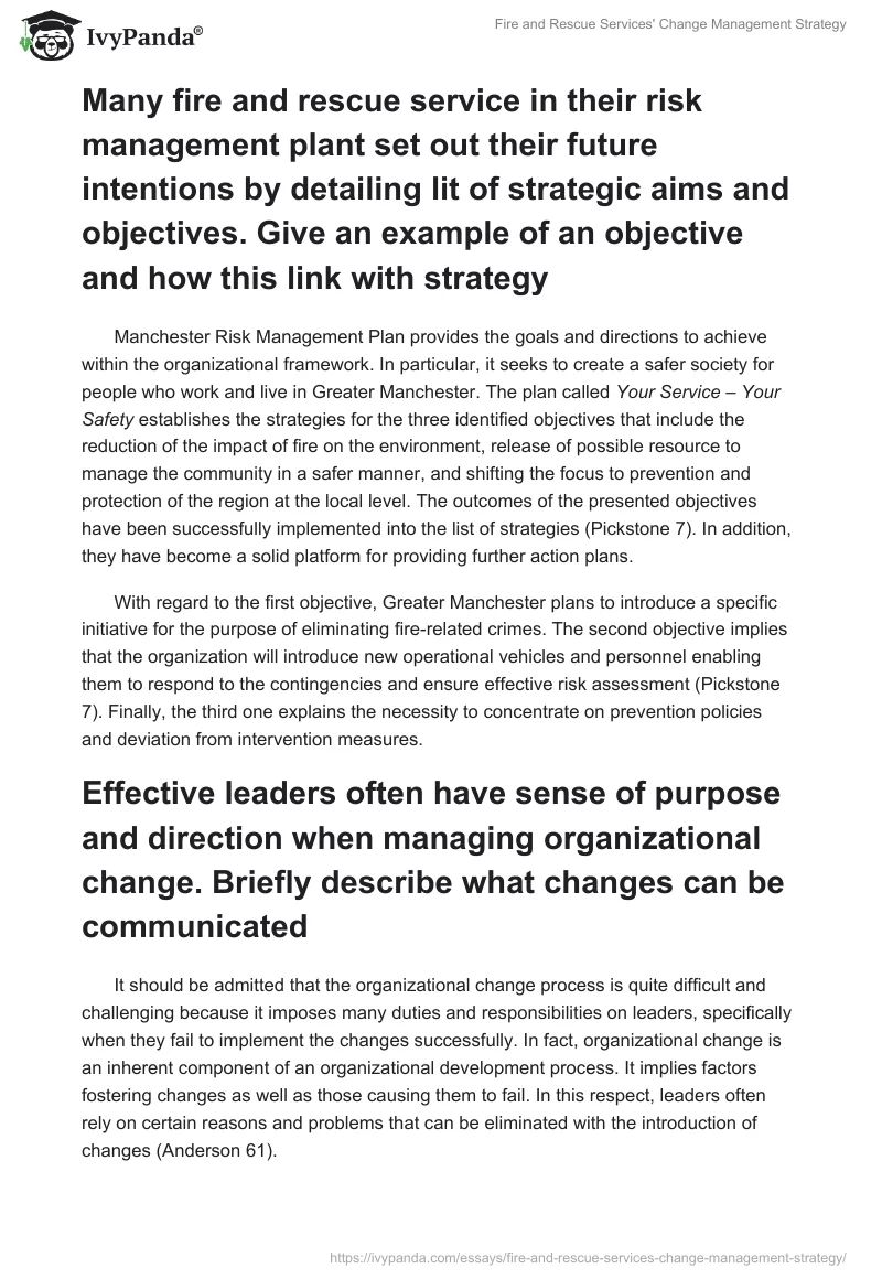 Fire and Rescue Services' Change Management Strategy. Page 3