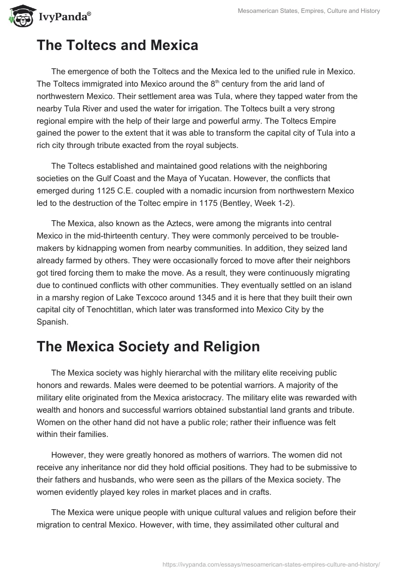Mesoamerican States, Empires, Culture and History. Page 2
