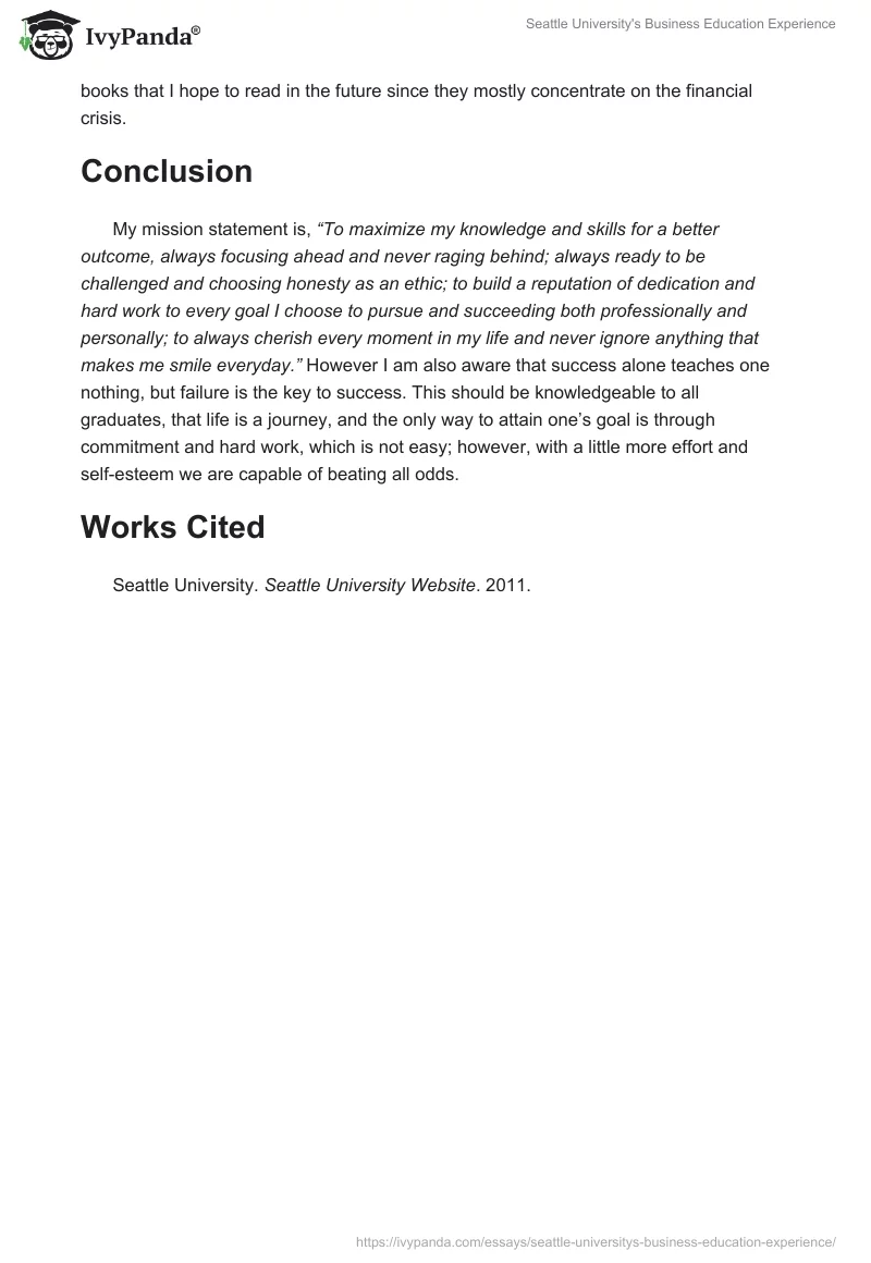 Seattle University's Business Education Experience. Page 4