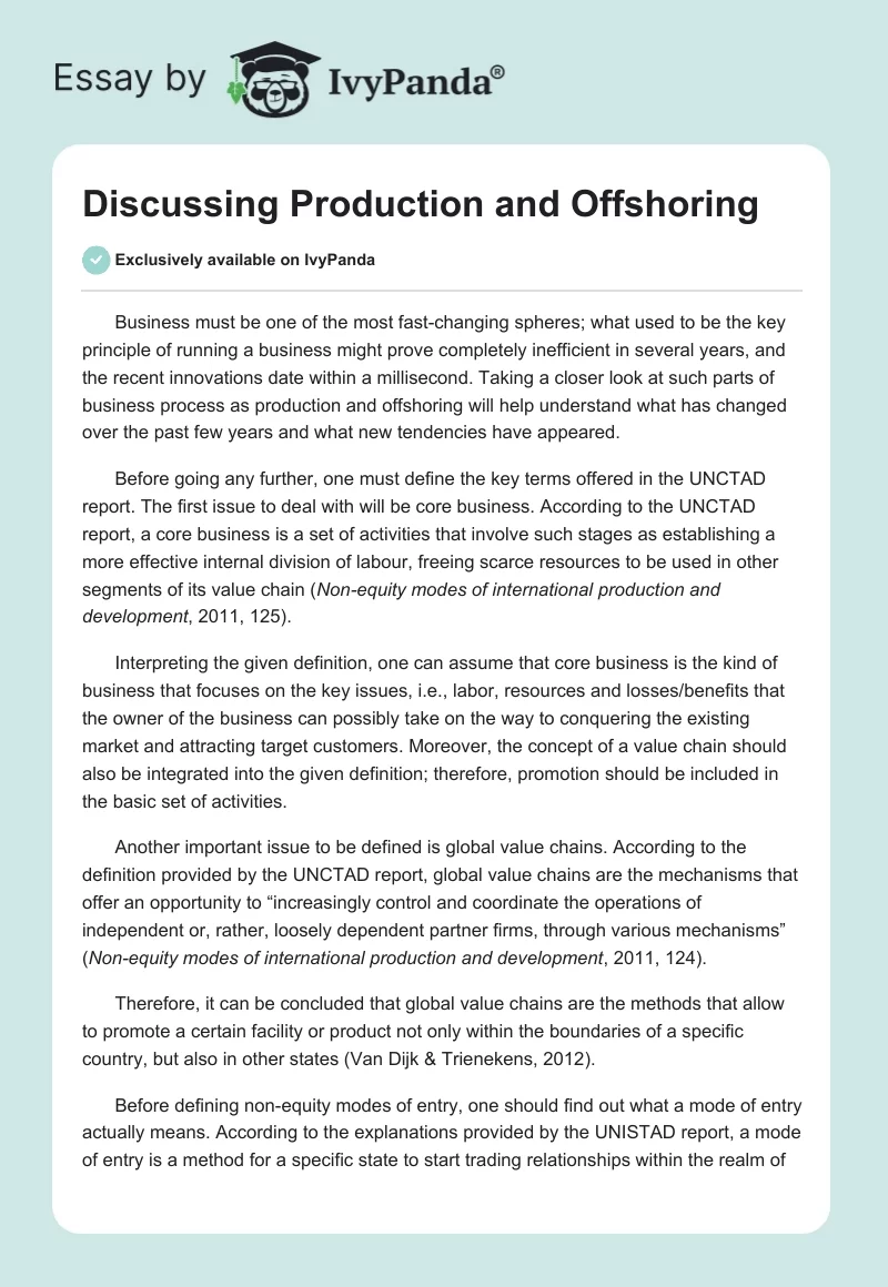 Discussing Production and Offshoring. Page 1