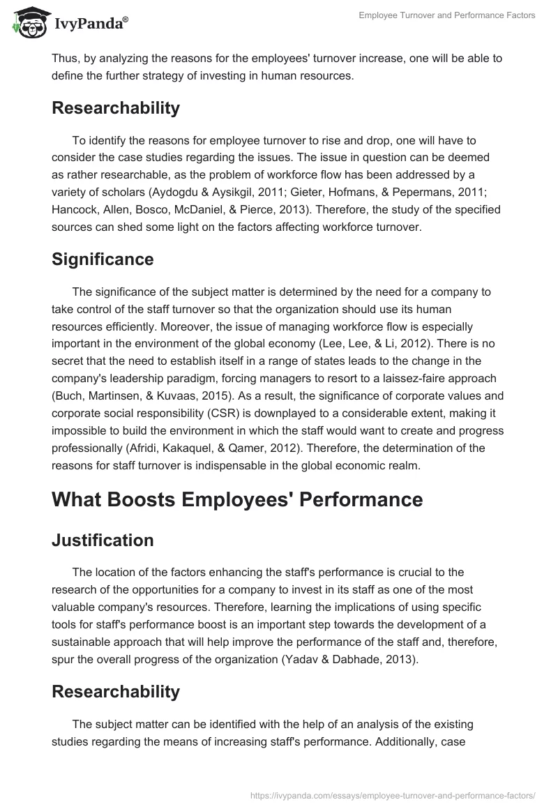 Employee Turnover and Performance Factors. Page 2