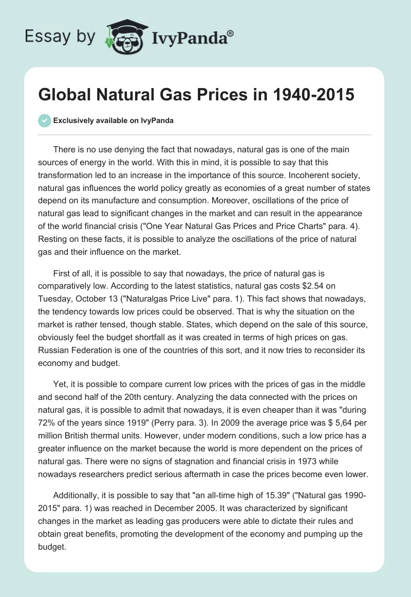Global Natural Gas Prices in 1940-2015. Page 1