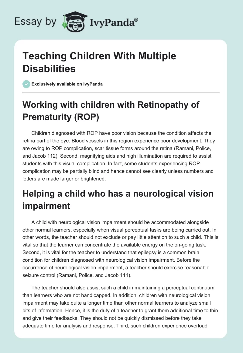 Teaching Children With Multiple Disabilities. Page 1