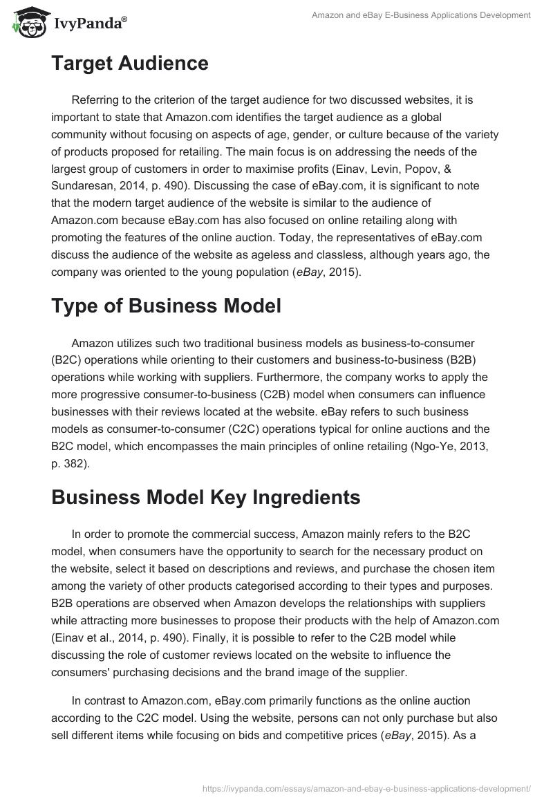 Amazon and eBay E-Business Applications Development. Page 2