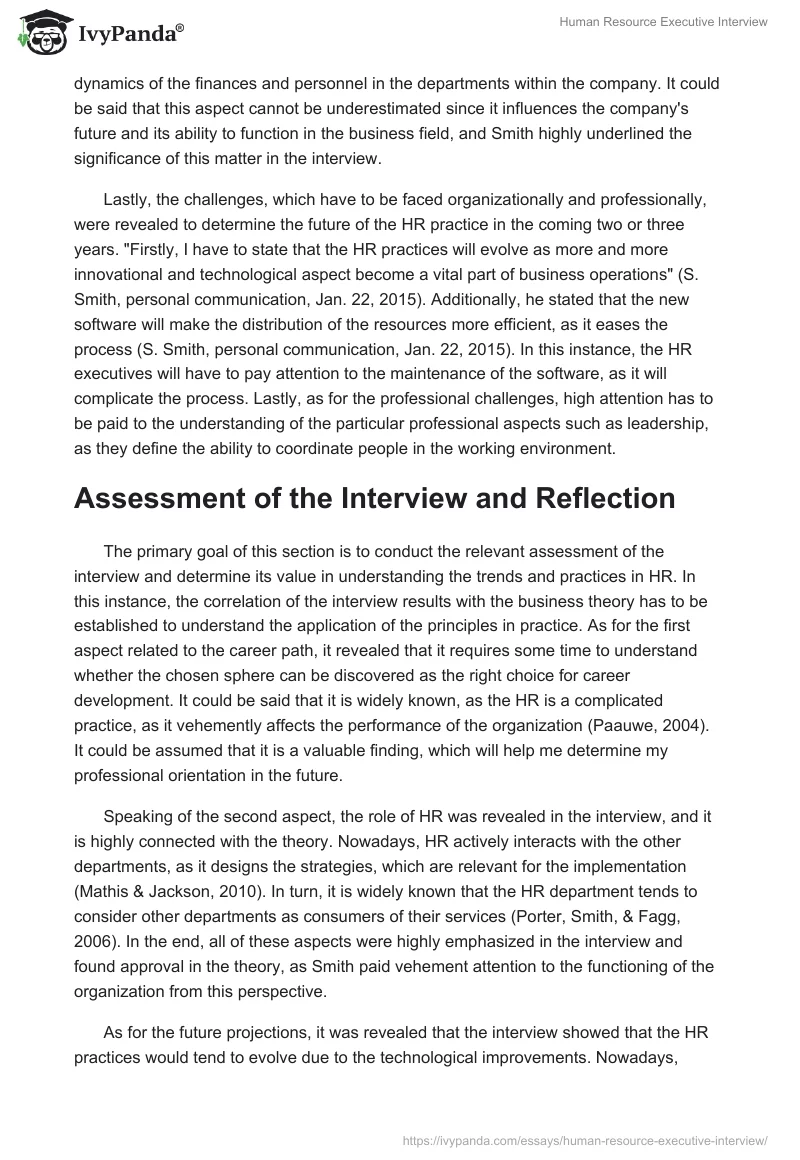Human Resource Executive Interview. Page 2