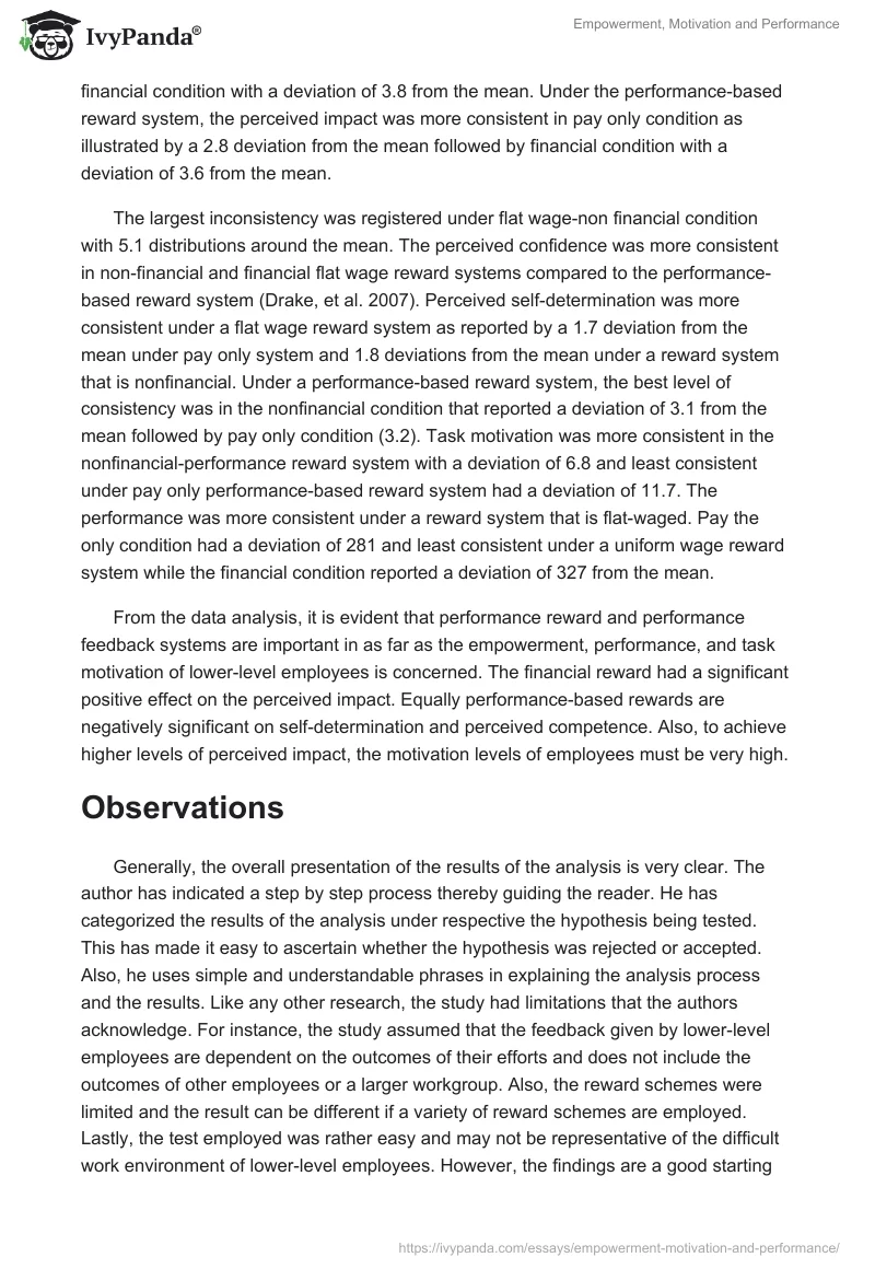 Empowerment, Motivation and Performance. Page 3