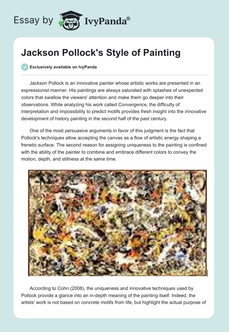Jackson Pollock's Style of Painting. Page 1