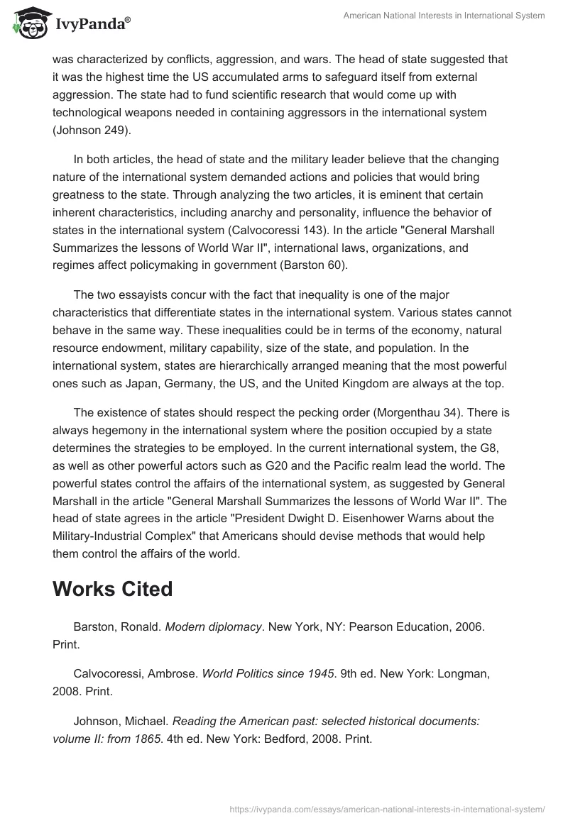 American National Interests in International System. Page 2