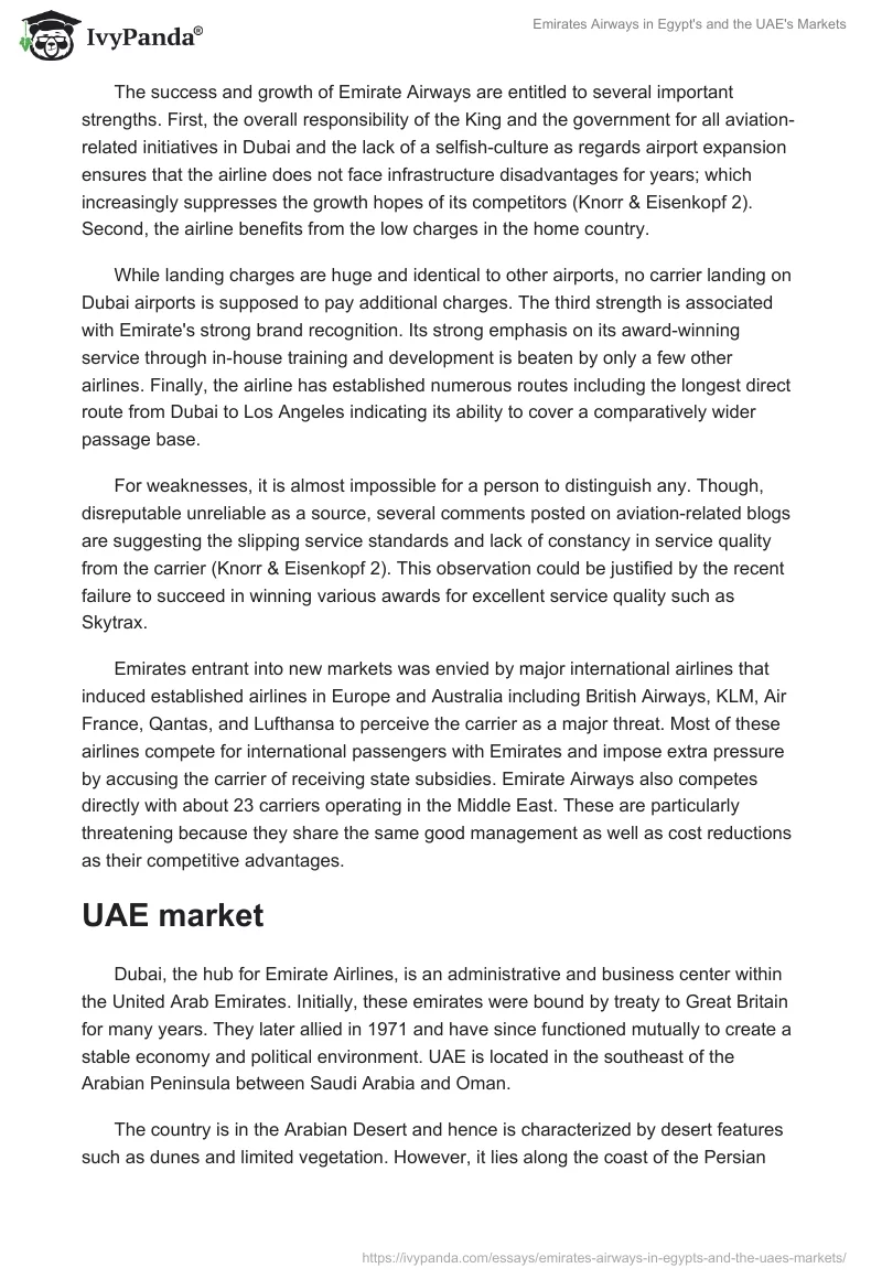 Emirates Airways in Egypt's and the UAE's Markets. Page 2