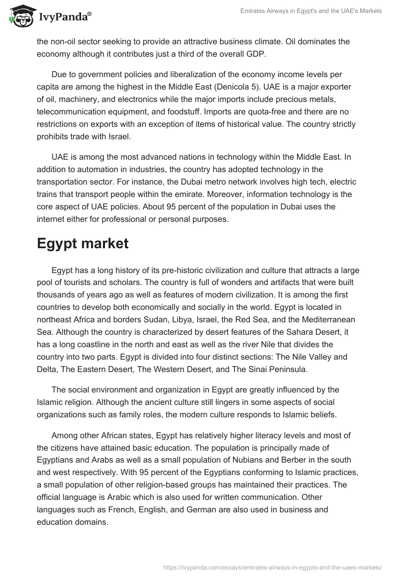 Emirates Airways in Egypt's and the UAE's Markets. Page 4