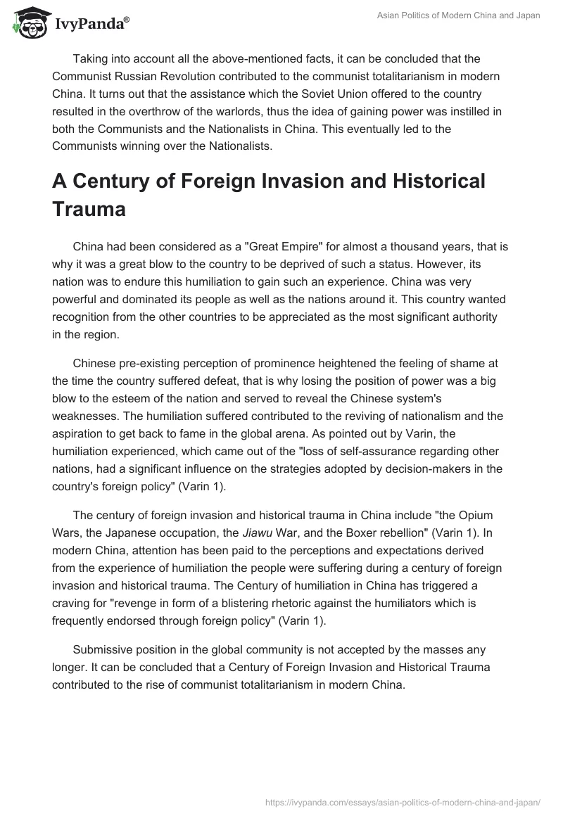 Asian Politics of Modern China and Japan. Page 2