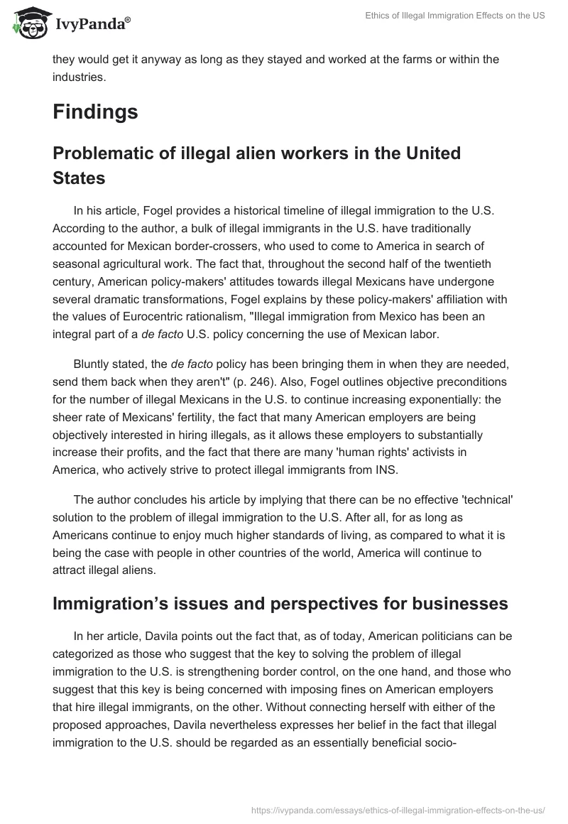 Ethics of Illegal Immigration Effects on the US. Page 2