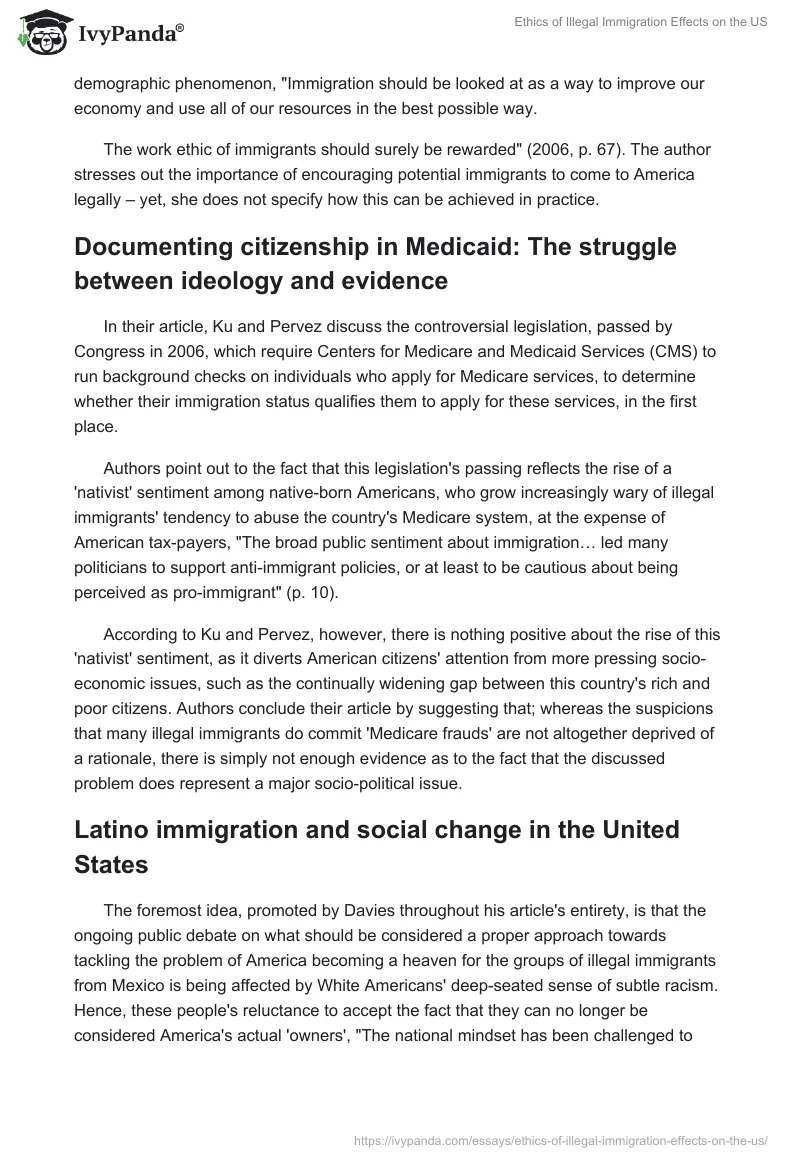 Ethics of Illegal Immigration Effects on the US. Page 3