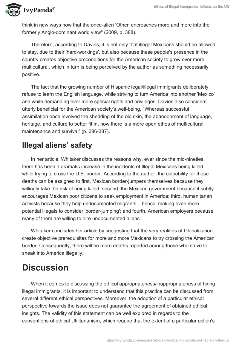 Ethics of Illegal Immigration Effects on the US. Page 4
