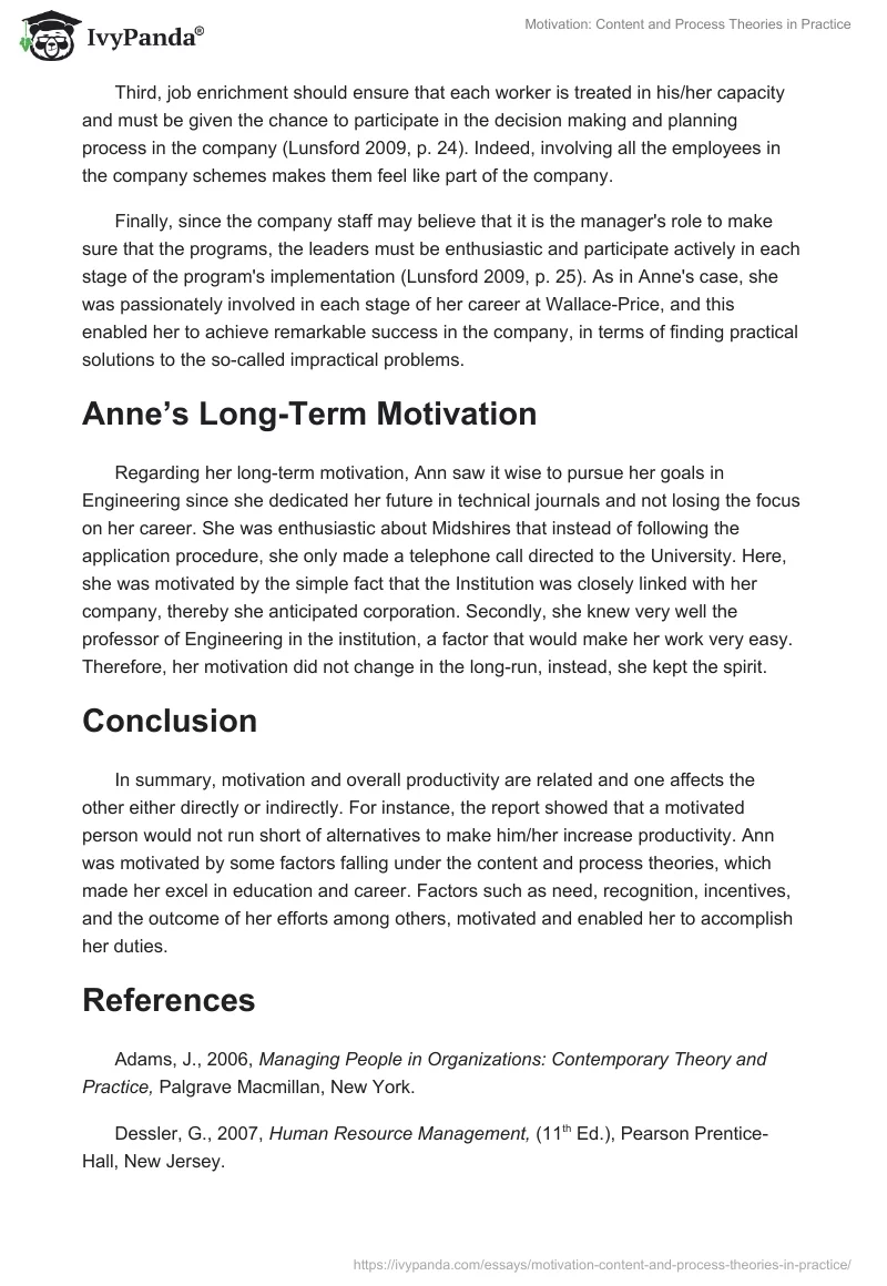 Motivation: Content and Process Theories in Practice. Page 5