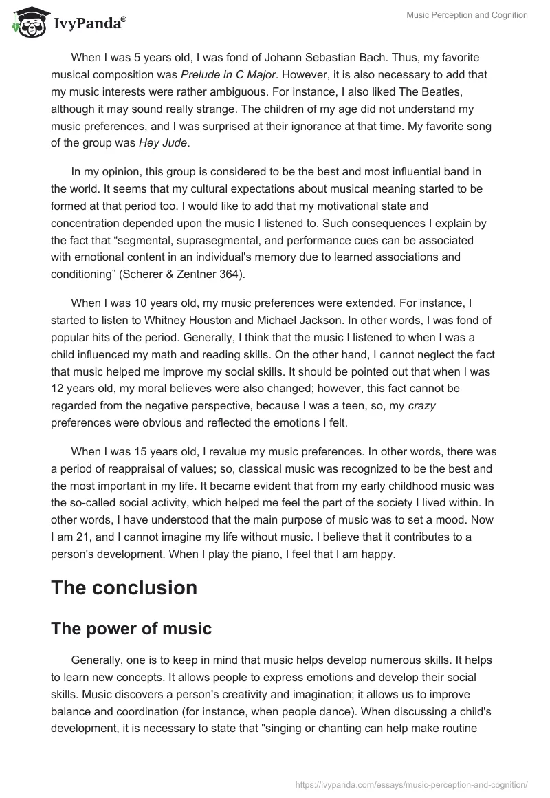 Music Perception and Cognition. Page 2
