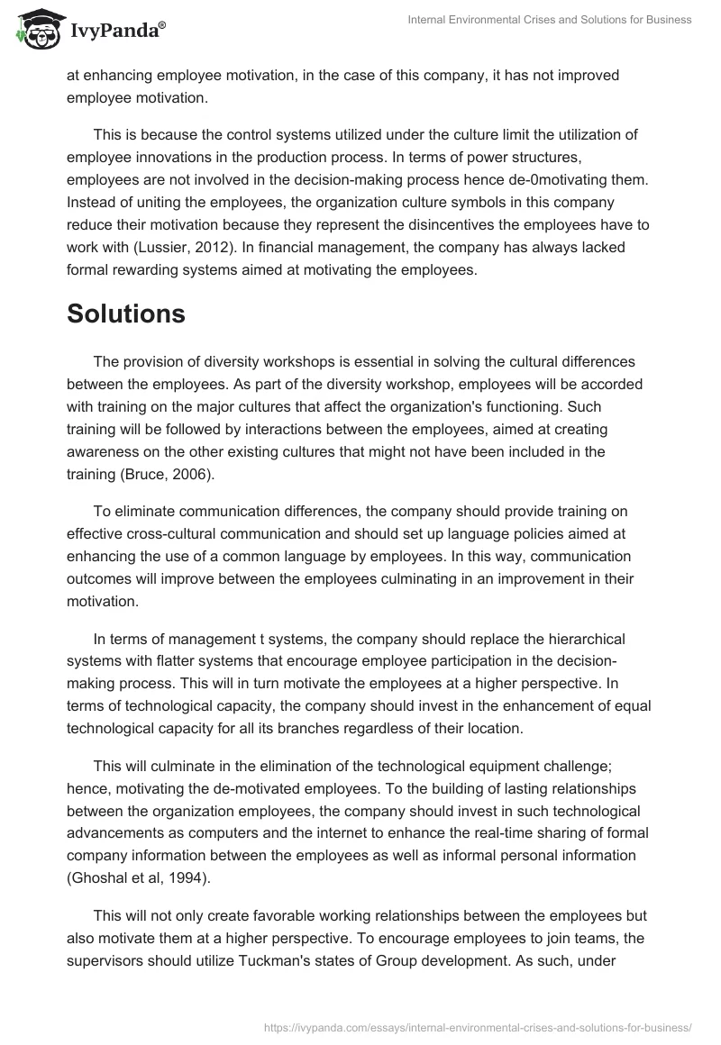 Internal Environmental Crises and Solutions for Business. Page 3