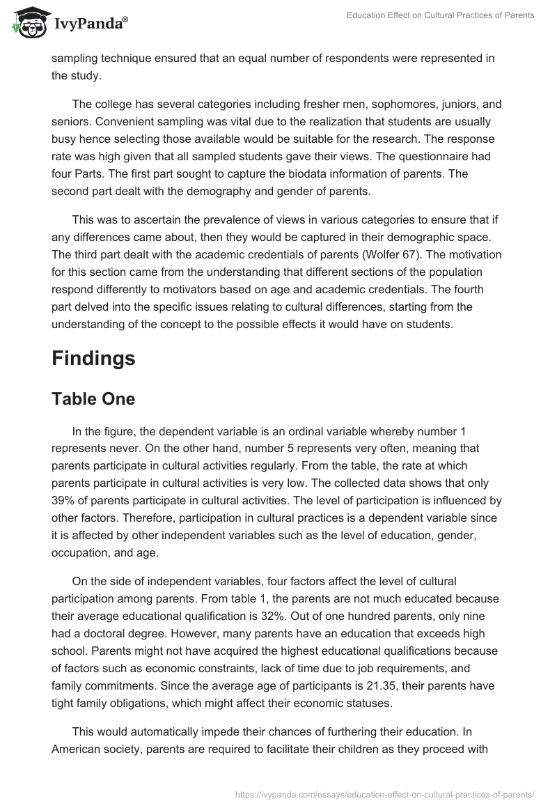 Education Effect on Cultural Practices of Parents. Page 2