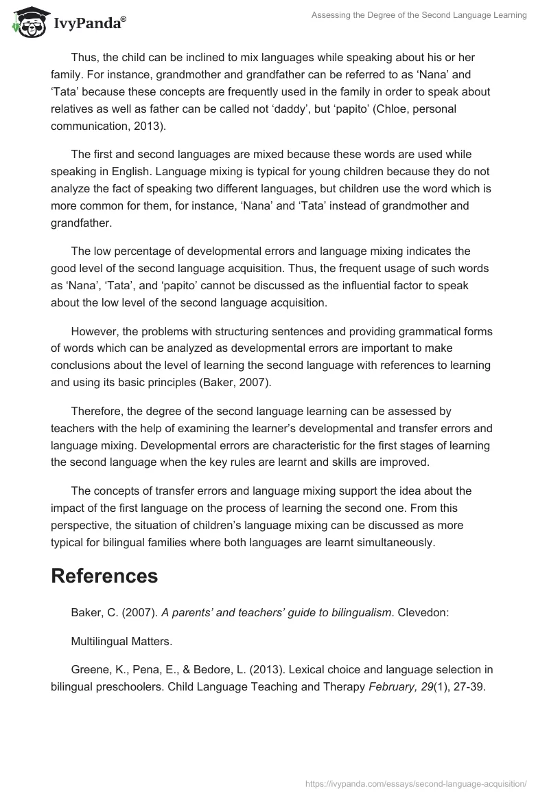 Assessing the Degree of the Second Language Learning. Page 3