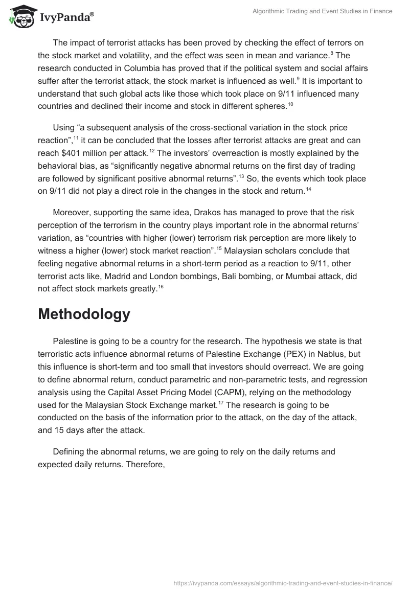 Algorithmic Trading and Event Studies in Finance. Page 2