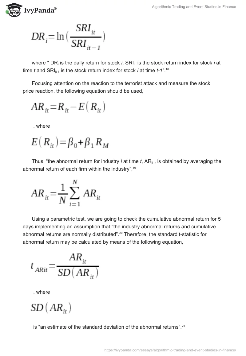 Algorithmic Trading and Event Studies in Finance. Page 3