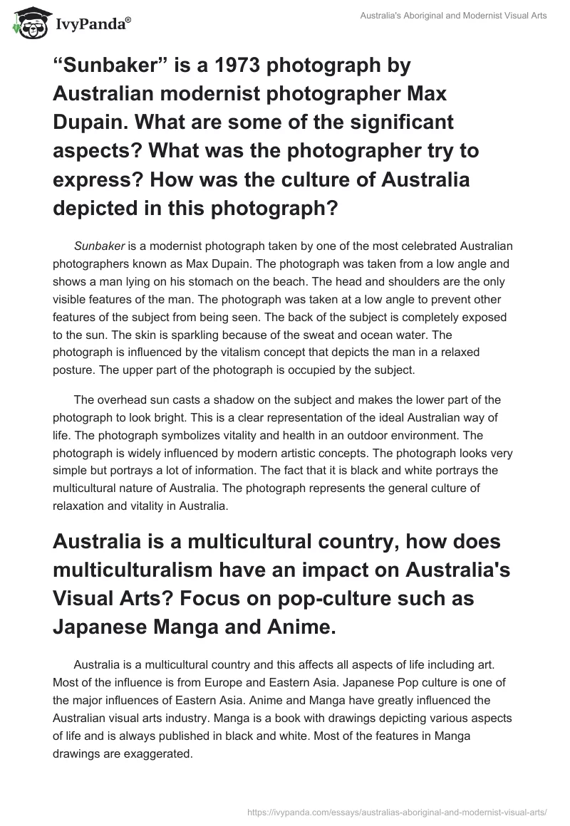 Australia's Aboriginal and Modernist Visual Arts. Page 4