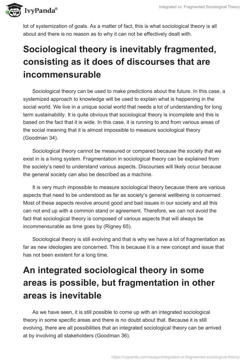 Integrated vs. Fragmented Sociological Theory. Page 2