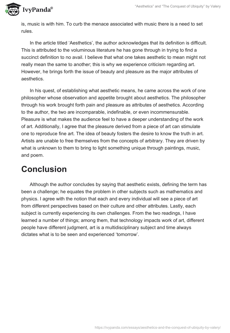 “Aesthetics” and “The Conquest of Ubiquity” by Valery. Page 2
