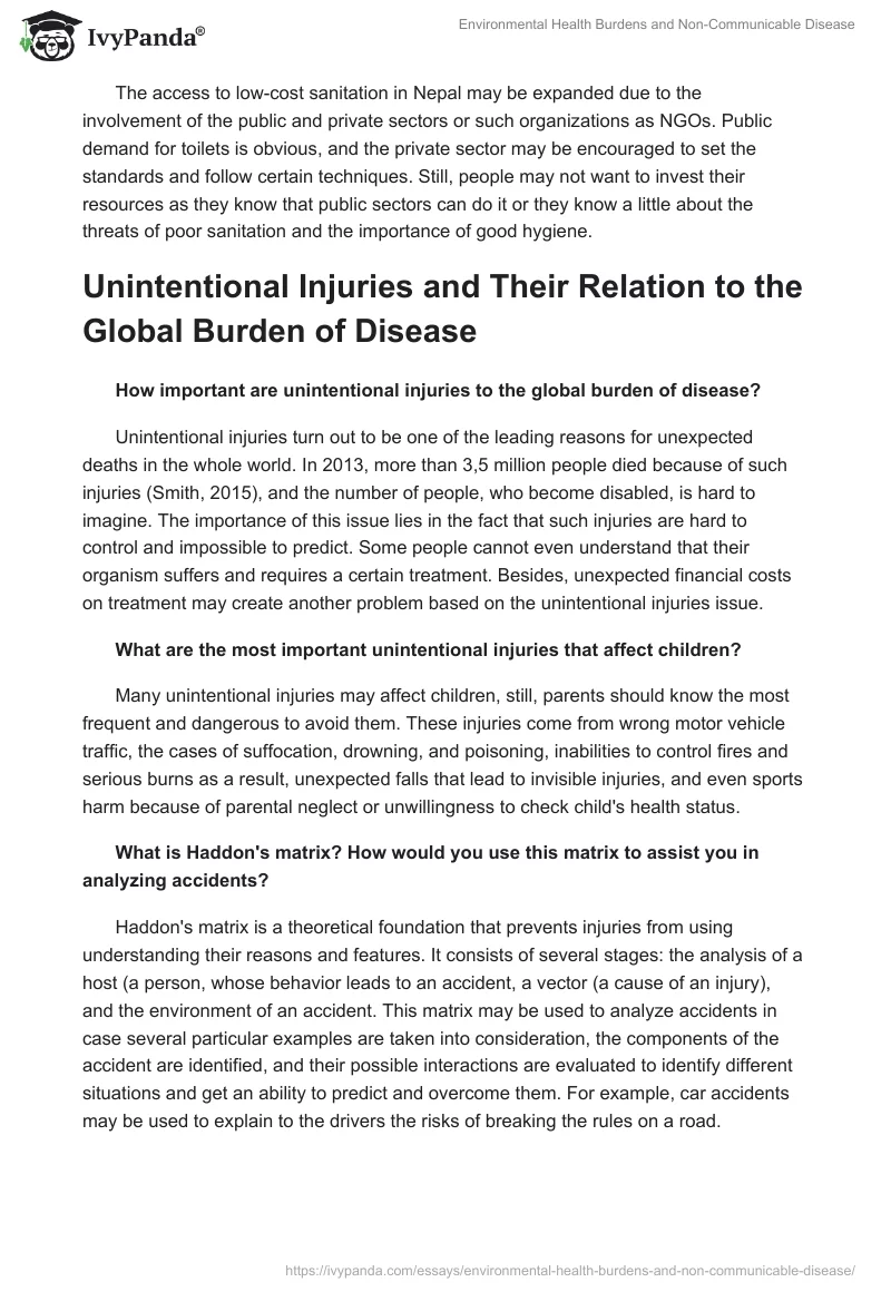 Environmental Health Burdens and Non-Communicable Disease. Page 2