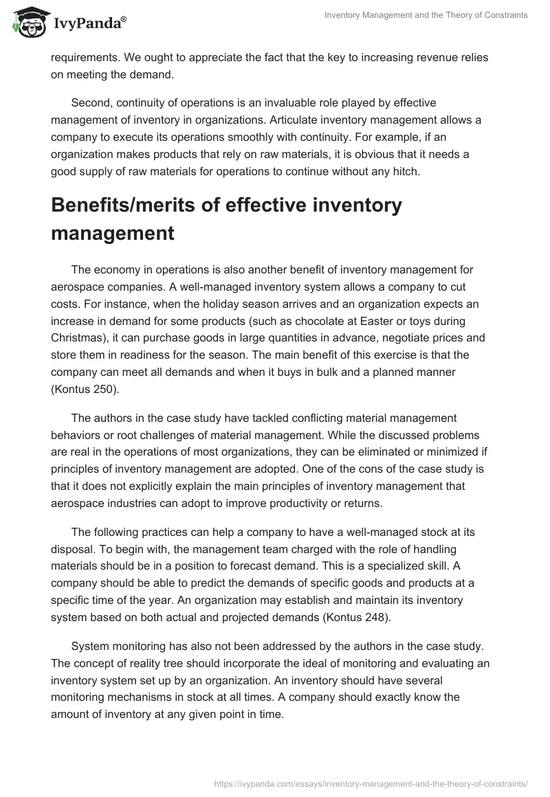 Inventory Management and the Theory of Constraints. Page 2